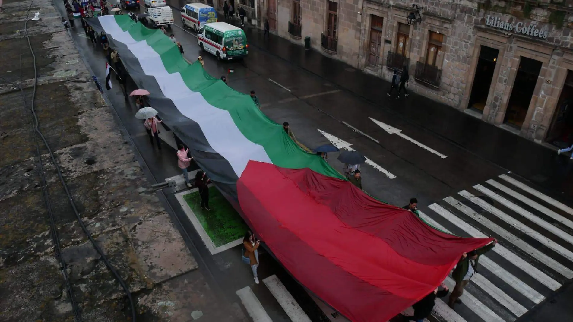 Personas marchando en apoyo a Palestina